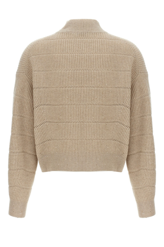 'Rustic Dazzling Net' cropped sweater Beige