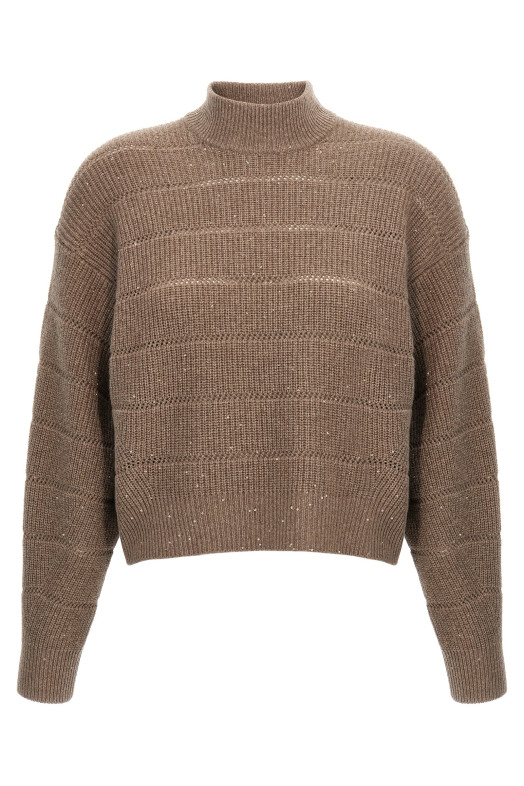 'Rustic Dazzling Net' cropped sweater Brown