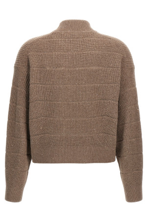 Облегающий свитер BRUNELLO CUCINELLI 'Rustic Dazzling Net' коричневый MBM738204PC507 Облегающий свитер BRUNELLO CUCINELLI 'Rustic Dazzling Net' коричневый MBM738204PC507