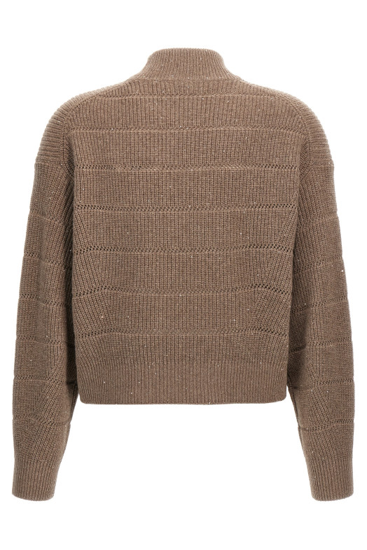 'Rustic Dazzling Net' cropped sweater Brown