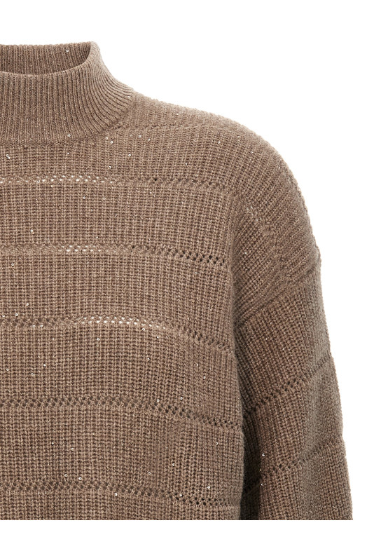 'Rustic Dazzling Net' cropped sweater Brown