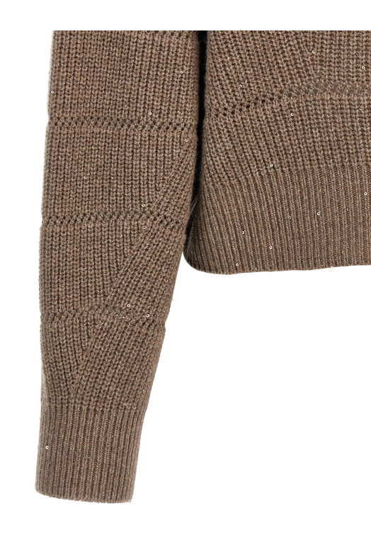 'Rustic Dazzling Net' cropped sweater Brown