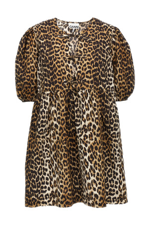 Леопардова сукня з попліну Різнобарвна GANNI F9758943 Леопардова сукня з попліну Різнобарвна GANNI F9758943
