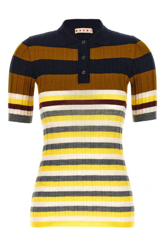 Ribbed wool polo shirt Multicolor