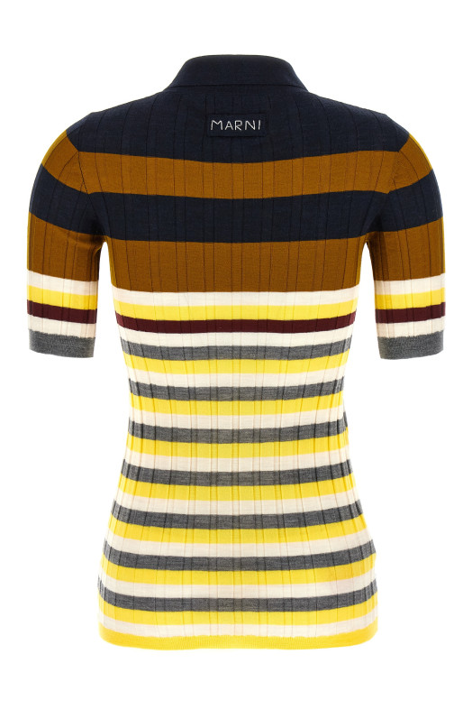 Ribbed wool polo shirt Multicolor