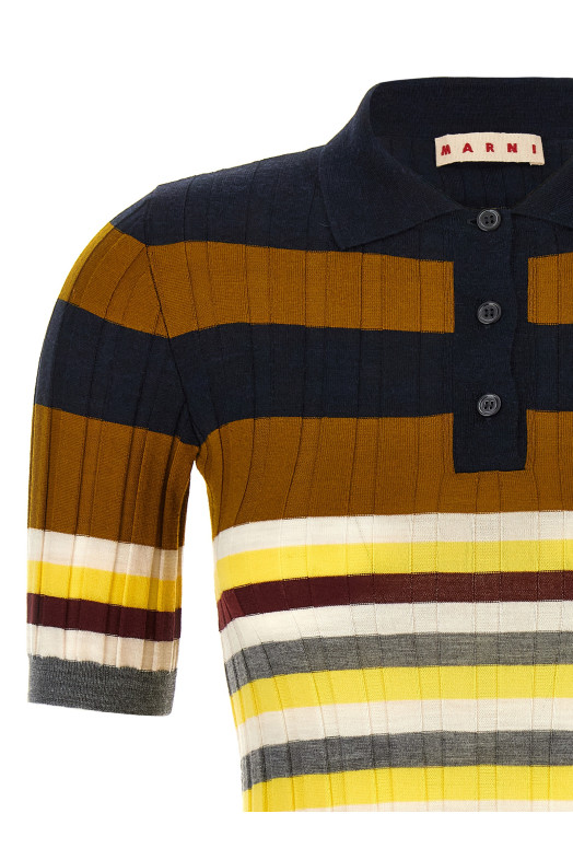 Ribbed wool polo shirt Multicolor