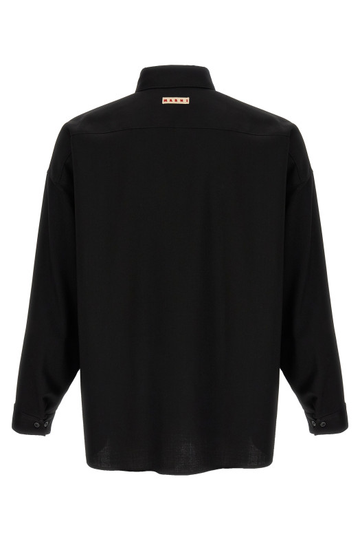 Прохолодна вовняна сорочка Чорна MARNI CUMU0061X3TW83900N99 Прохолодна вовняна сорочка Чорна MARNI CUMU0061X3TW83900N99