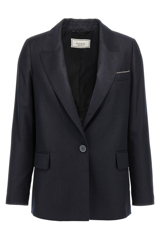 Lurex single-breasted blazer Blue Lurex single-breasted blazer Blue