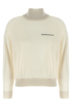 Светр з люрексовими деталями з водолазкою Білий A99286F12K9010B03B