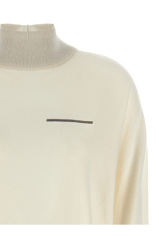 Светр з люрексовими деталями з водолазкою Білий A99286F12K9010B03B