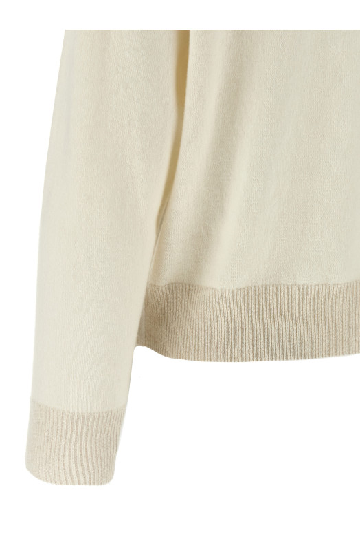 Светр з люрексовими деталями з водолазкою Білий A99286F12K9010B03B