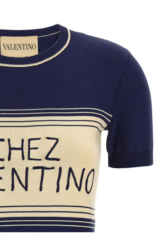 Valentino Garavani 'Chez Valentino' T-shirt Blue Valentino Garavani 'Chez Valentino' T-shirt Blue