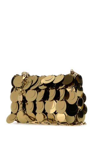 Золота максі-сумочка на плече з паєтками PACO RABANNE (23ASS0137PLX013)