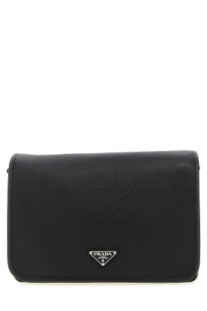Шкіряний ремінь через плече Чорний PRADA 2VD075VOOO2BBEF0002 Шкіряний ремінь через плече Чорний PRADA 2VD075VOOO2BBEF0002