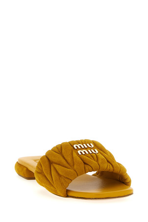 Слайди з замші Matelassé, коричневі MIU MIU 5XX605F010M2VF0R55 Слайди з замші Matelassé, коричневі MIU MIU 5XX605F010M2VF0R55