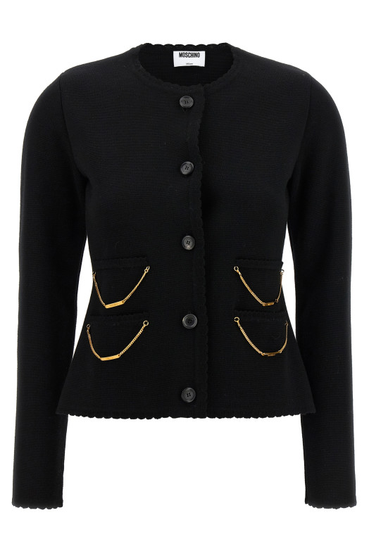 Кардиган з ланцюжком Чорний MOSCHINO A090155000555 Кардиган з ланцюжком Чорний MOSCHINO A090155000555