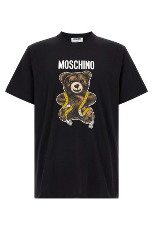 Футболка с логотипом из стразов, разноцветная MOSCHINO V071052411555