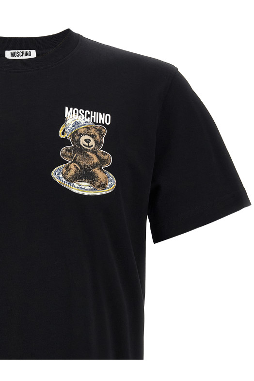 Футболка с принтом, черная MOSCHINO V072152411555
