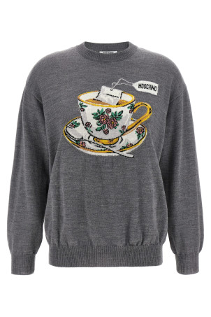 Светр з інтарсією Сірий MOSCHINO V093855003485 Светр з інтарсією Сірий MOSCHINO V093855003485