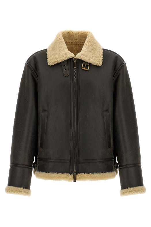 Шкіряна куртка «Авіатор» Коричнева S74AM1621D07030143 Шкіряна куртка «Авіатор» Коричнева S74AM1621D07030143