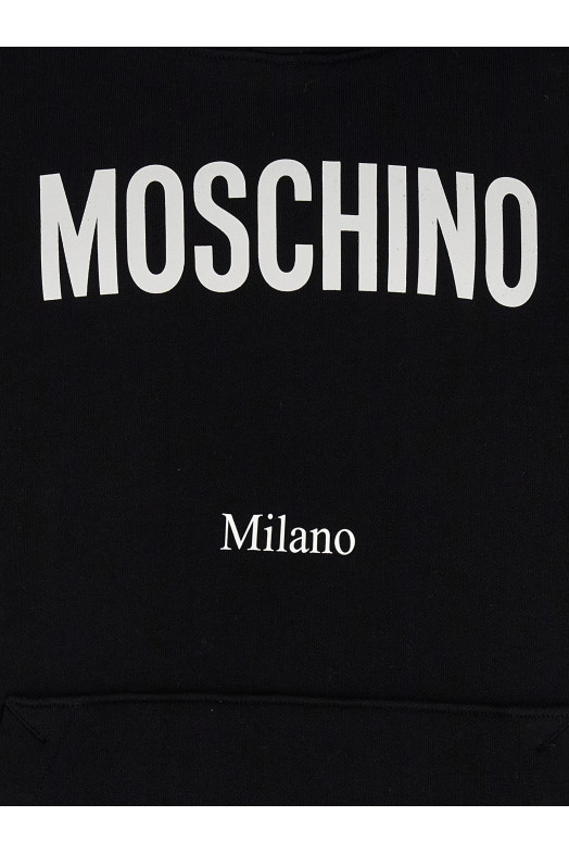 Logo print hoodie Black