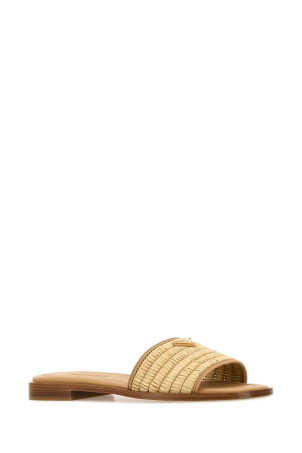 Beige raffia and leather slippers PRADA (1XX758F0102ACS) Beige raffia and leather slippers PRADA (1XX758F0102ACS)