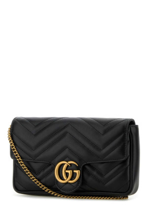Black leather mini GG Marmont clutch GUCCI (751526AACCE)
