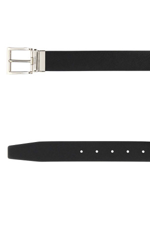 Черный кожаный ремень с двумя сторонами PRADA (2CC004053)