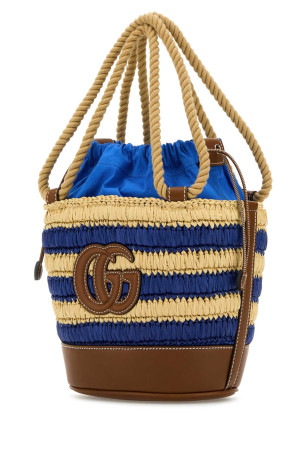 Двухцветная мини-сумка Gucci Summer из рафии (834935FAEQC) Двухцветная мини-сумка Gucci Summer из рафии (834935FAEQC)