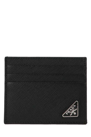 Кожаный держатель для карт с логотипом, черный PRADA 2MC223QHHF0002