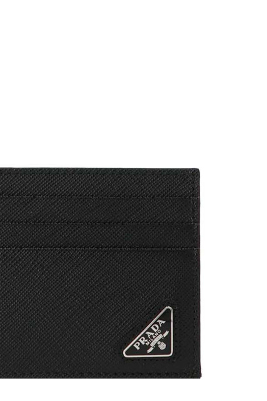 Logo leather card holder Black Logo leather card holder Black