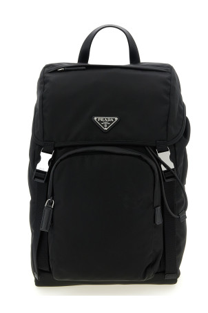 Re-nylon logo backpack Black