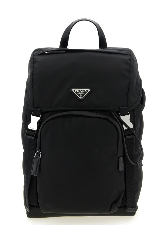 Re-nylon logo backpack Black