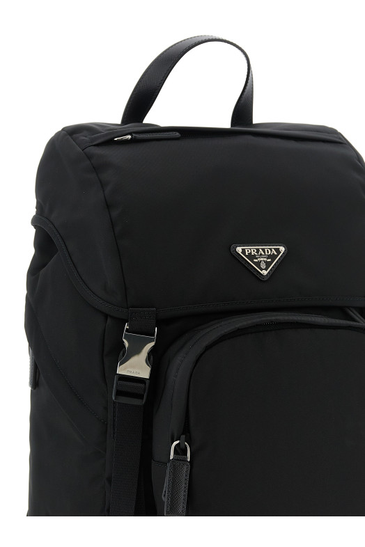 Re-nylon logo backpack Black
