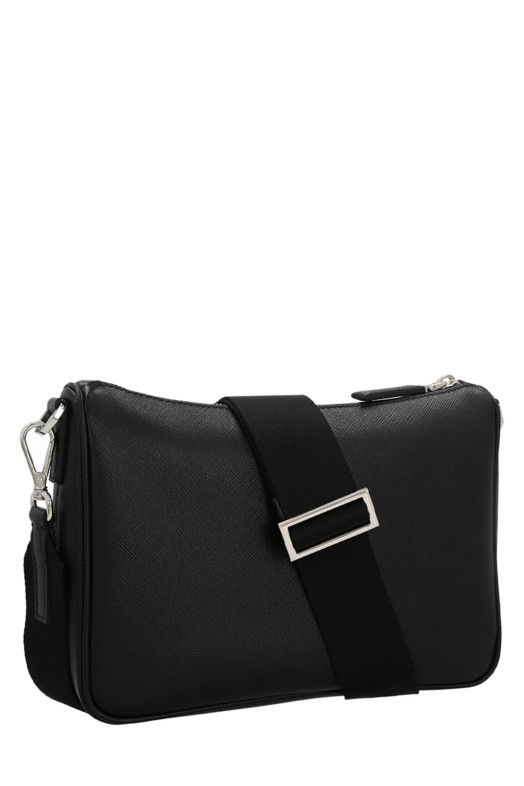 Re-Nylon & Saffiano crossbody bag Black