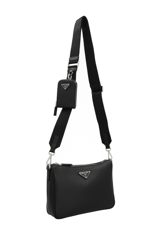 Re-Nylon & Saffiano crossbody bag Black