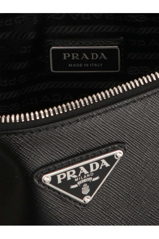 Re-Nylon & Saffiano crossbody bag Black