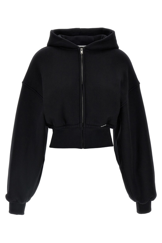 Укороченная толстовка с капюшоном Черный T BY ALEXANDER WANG 4CC1242077020A
