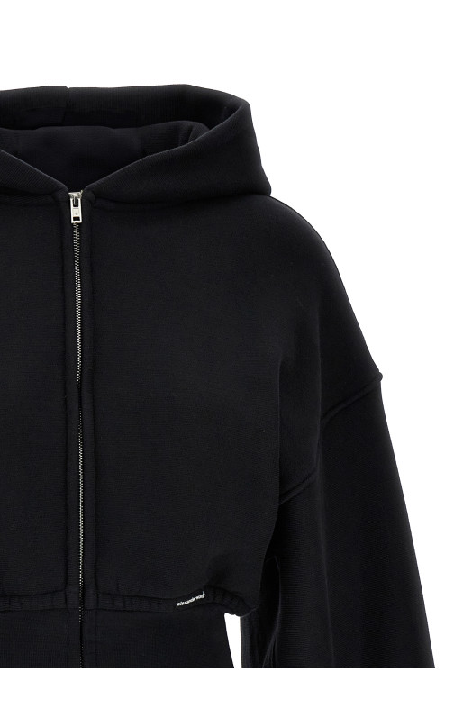 Укороченная толстовка с капюшоном Черный T BY ALEXANDER WANG 4CC1242077020A