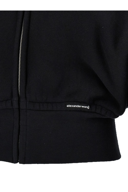 Укороченная толстовка с капюшоном Черный T BY ALEXANDER WANG 4CC1242077020A
