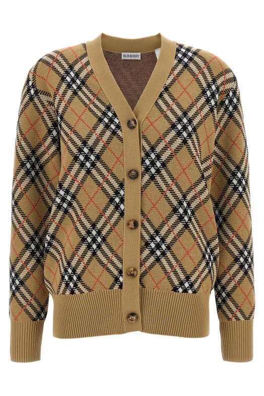 Кардиган Burberry в клетку бежевого цвета 8110579SANDIPCHECK
