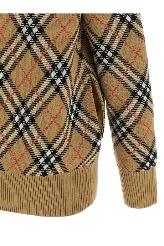 Кардиган Burberry в клетку бежевого цвета 8110579SANDIPCHECK