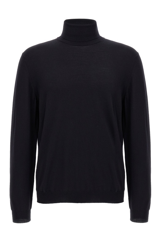 Вязаный свитер с высоким воротником из шерсти Синий ZANONE 810195Z0290N0011