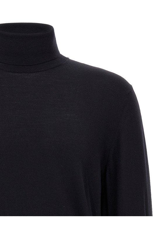 Вязаный свитер с высоким воротником из шерсти Синий ZANONE 810195Z0290N0011