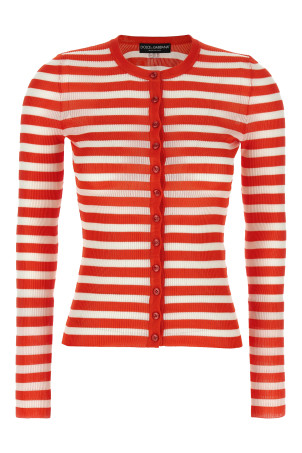 Striped viscose cardigan orange