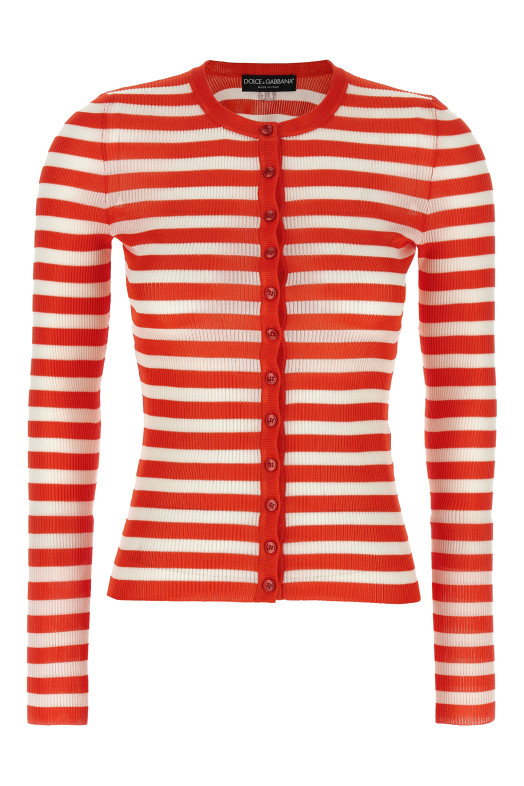 Striped viscose cardigan orange