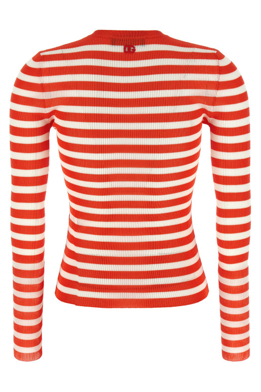 Striped viscose cardigan orange
