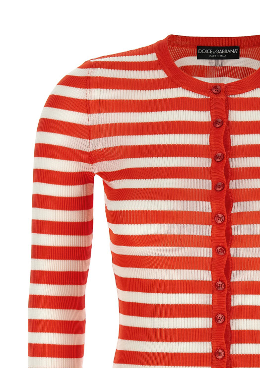 Striped viscose cardigan orange