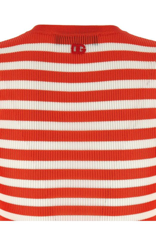 Striped viscose cardigan orange