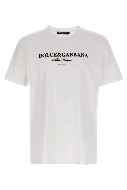 Футболка з принтом «Флок» Чорно-сіра DOLCE & GABBANA G8RN8TG7O9YW0800